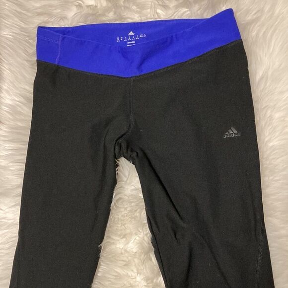 Adidas Capri Athletic Legging Yoga Black Purple Waistband - sz Medium - Picture 4 of 7